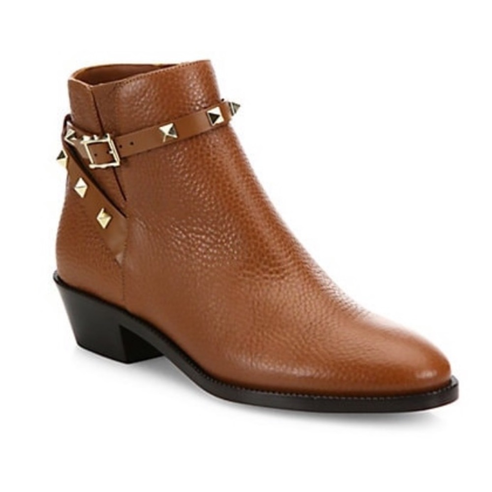 Valentino Rockstud Leather Ankle Booties